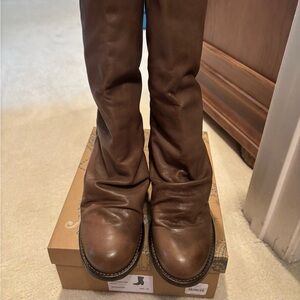 Chic Brown Leather Heeled Boots